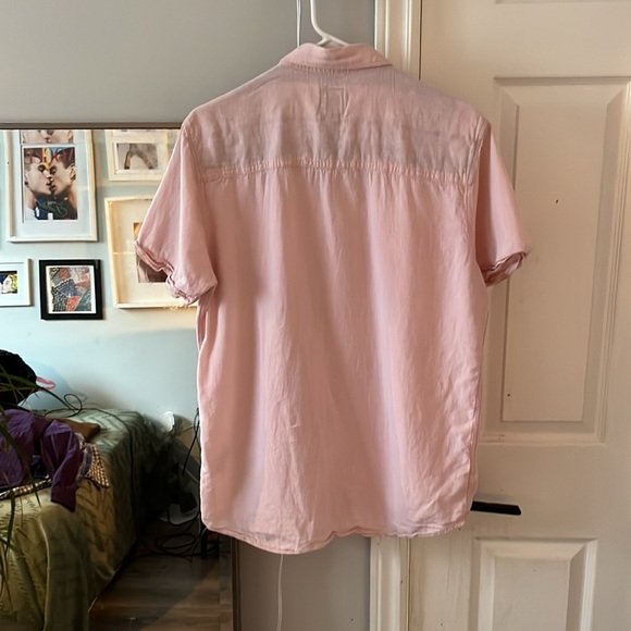 Men’s pink short sleeve button up – 100% linen - Picture 3 of 3